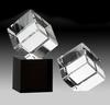 HMC-60-A Crystal Bevelled Cube & Black Base Set
